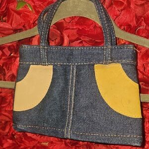 Girls Denim Skirt Tote Bag with Suede Accents